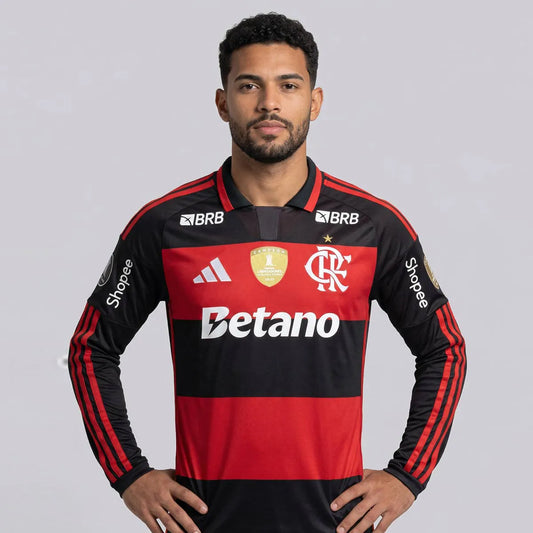 Camisa Flamengo I 2026/27 com Patrocínios Manga Longa