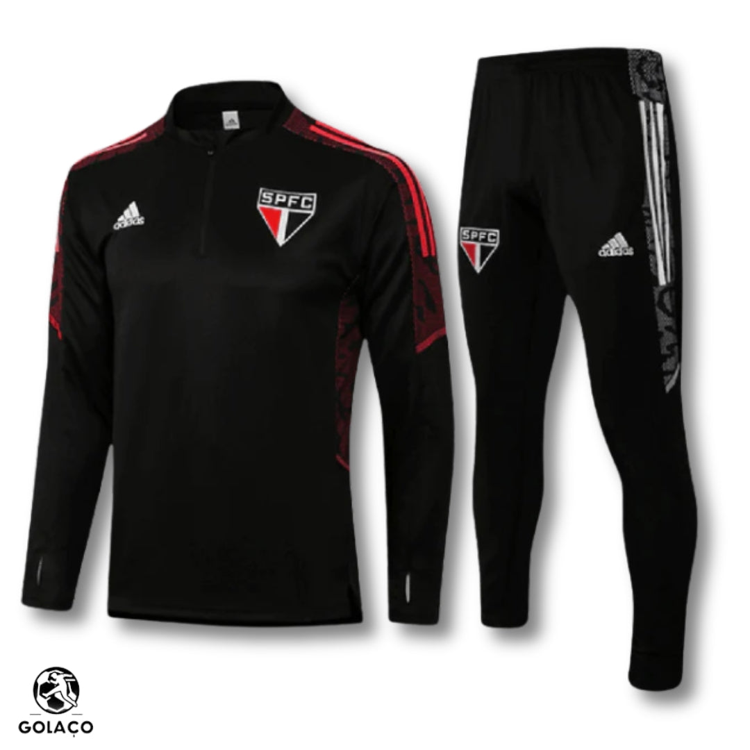 Conjunto São Paulo 21/22 Preto -  Com Ziper